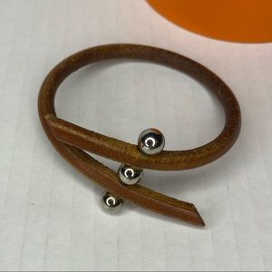 Hermès 3 silver ball leather bracelet medium